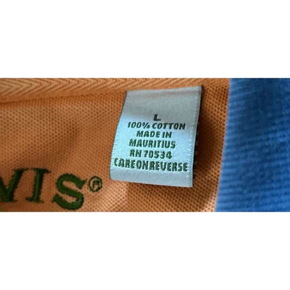 ORVIW Cotton Piques Polo Shirt Washed Blue Orange Details Size Large - Picture 6 of 7